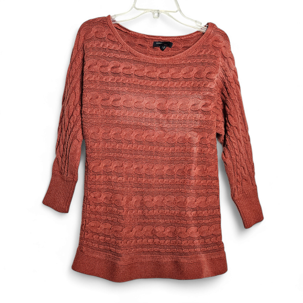 Banana Republic Women's Cable Knit Fitted Fairy Grunge Sun Faded Sweater Size XS